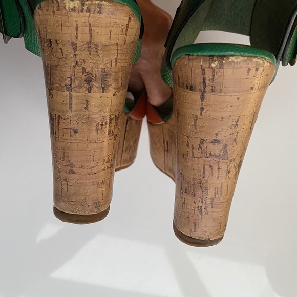 Mossimo Wedge Platform Green/Coniac Sandals Size 6 - Picture 4 of 9